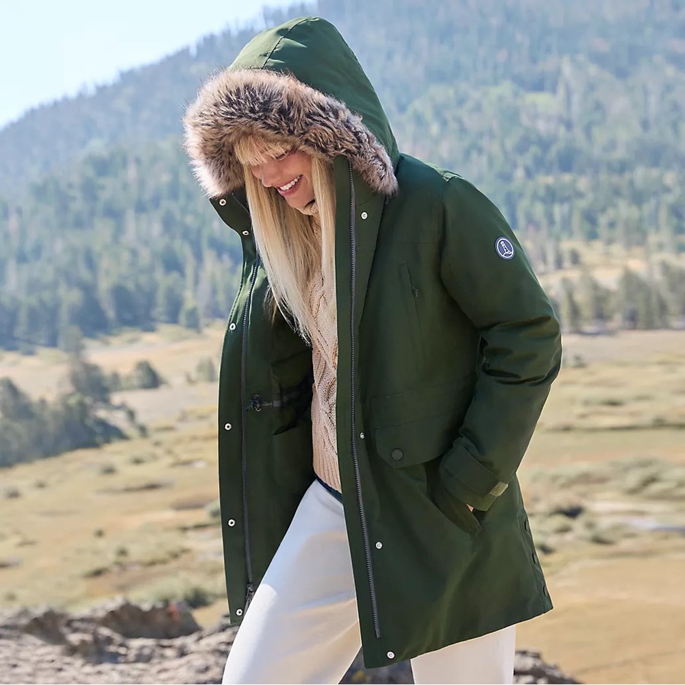 Lands’ End, Women's Down Waterproof Winter Parka, Green, size 1X, 16W-18W